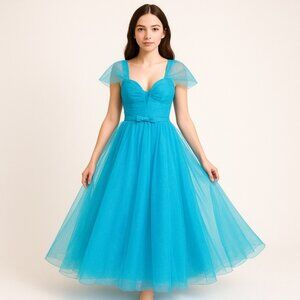 Cinderella Blue Tulle Ball Gown XS /0 NWOT Pageant Prom Princess Dress